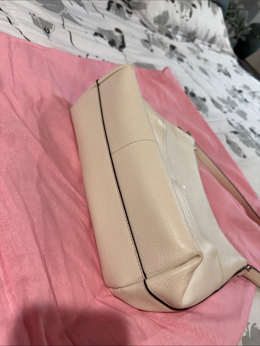 kate spade Soft Pebbled Leather Shoulder Bag in Cream - Picture 3 of 7